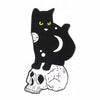 Lunar Cat standing on the skull enamel pin