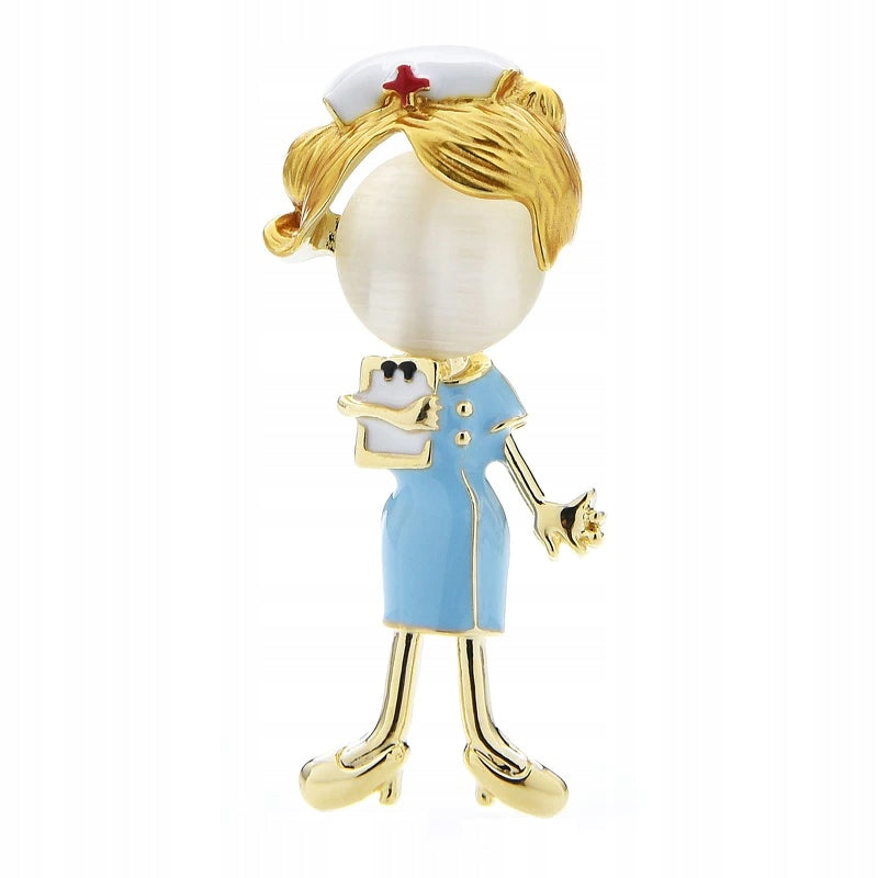 Nurse in a blue costume - a brooch
