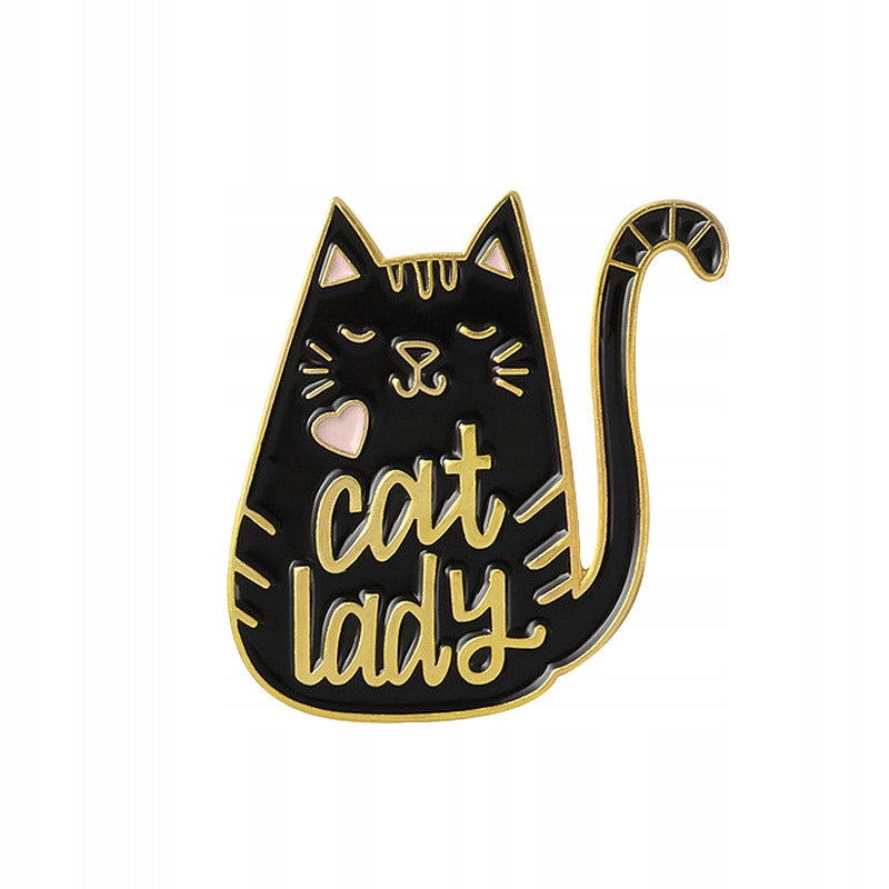 Cat Lady black kitty enamel pin