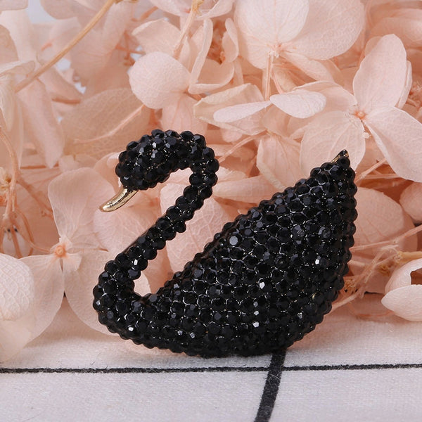 Black swan brooch with zircons