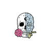 Skull with a rose - enamel pin
