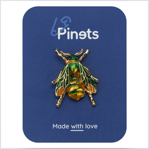 Golden Wasp Insect Brooch