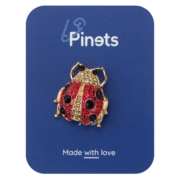 Ladybug Brooch decorated with Zircons and Crystals