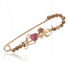 Safety Pin Love Brooch with Zircons