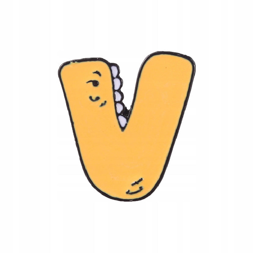 Letter V with teeth - yellow enamel pin