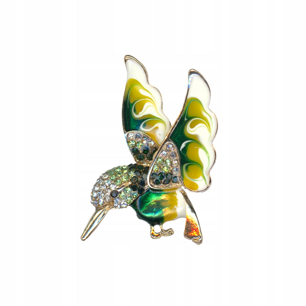 Green hummingbird - brooch with a bird