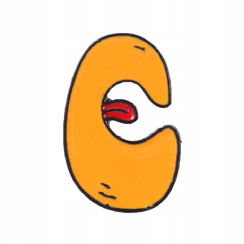 Letter C - orange enamel pin