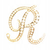 Golden letter R brooch with pearls