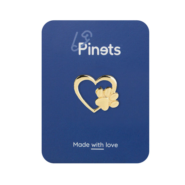 Heart with a Dog's Paw Golden Enamel Pin