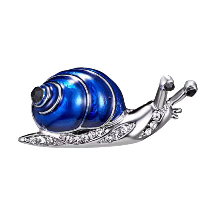 Silver snail with a blue shell - brooch