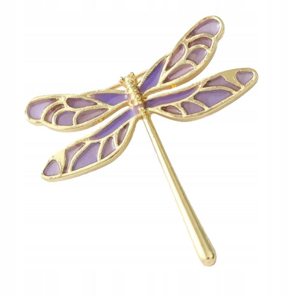 Violet brooch with a dragonfly