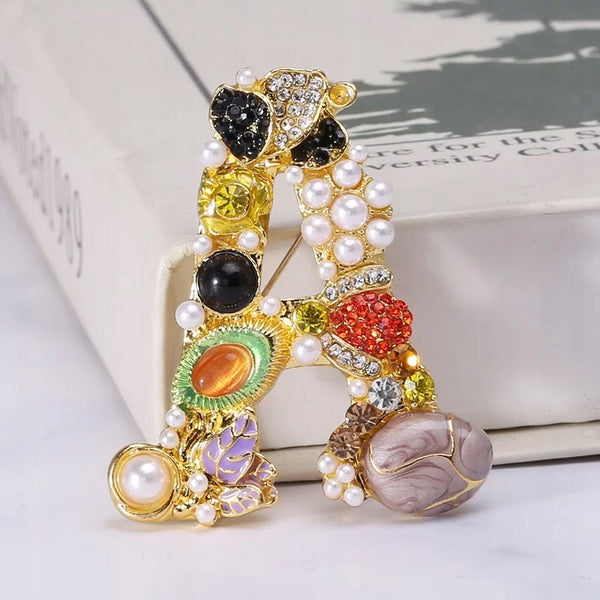 Letter A golden brooch pendant