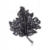 Silver leaf brooch with zircons