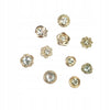 Set of 10 gold pins with cubic zirconia