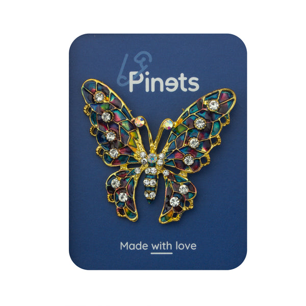 Butterfly Brooch with zircons