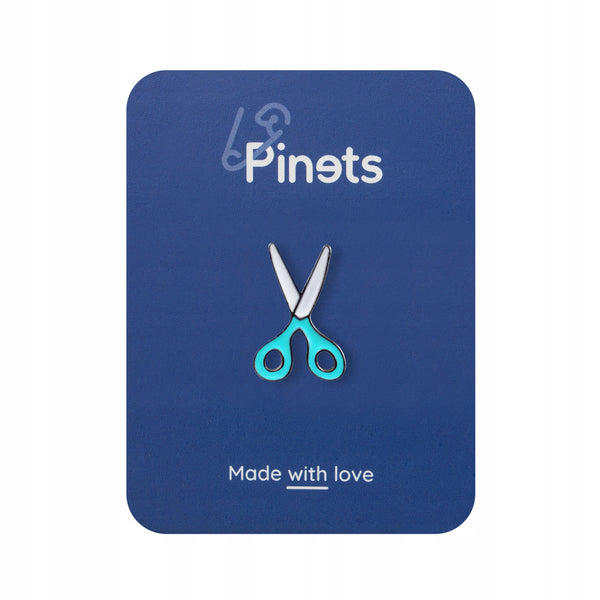 DIY blue scissors enamel pin