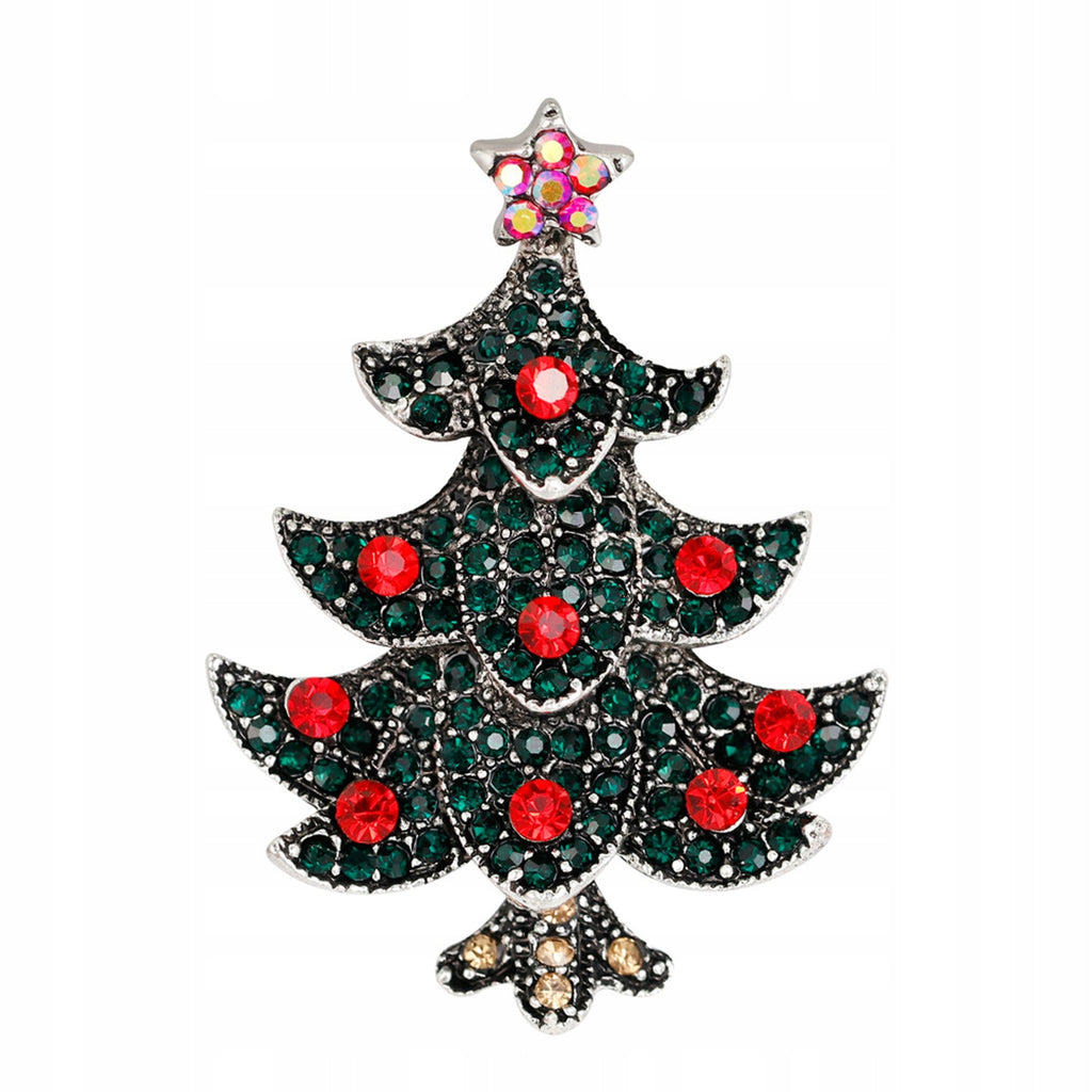 Christmas tree with cubic zirconia - Christmas brooch