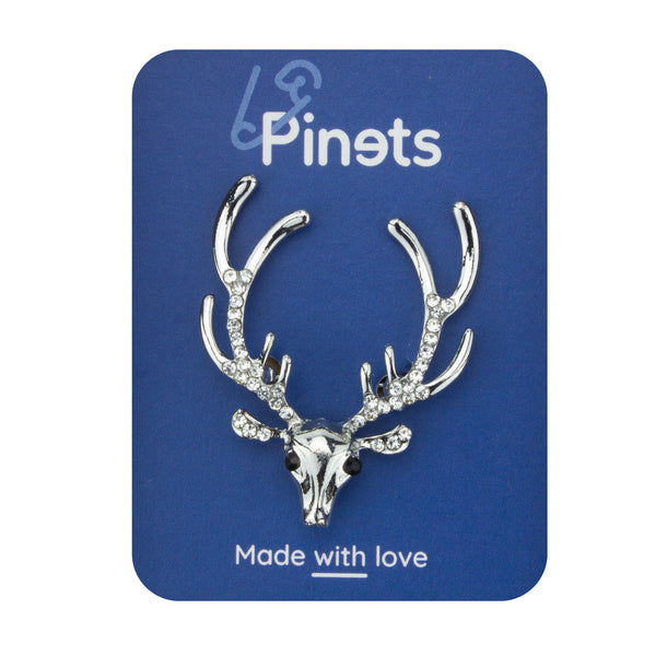 Golden Deer Brooch with Zircons