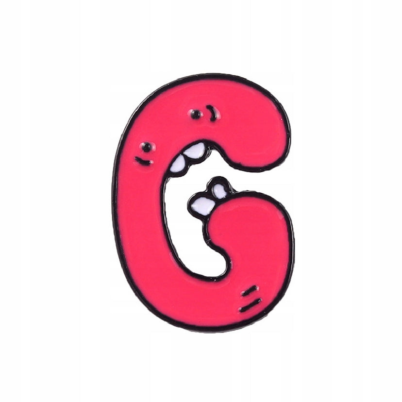 Letter G with teeth - pink enamel pin