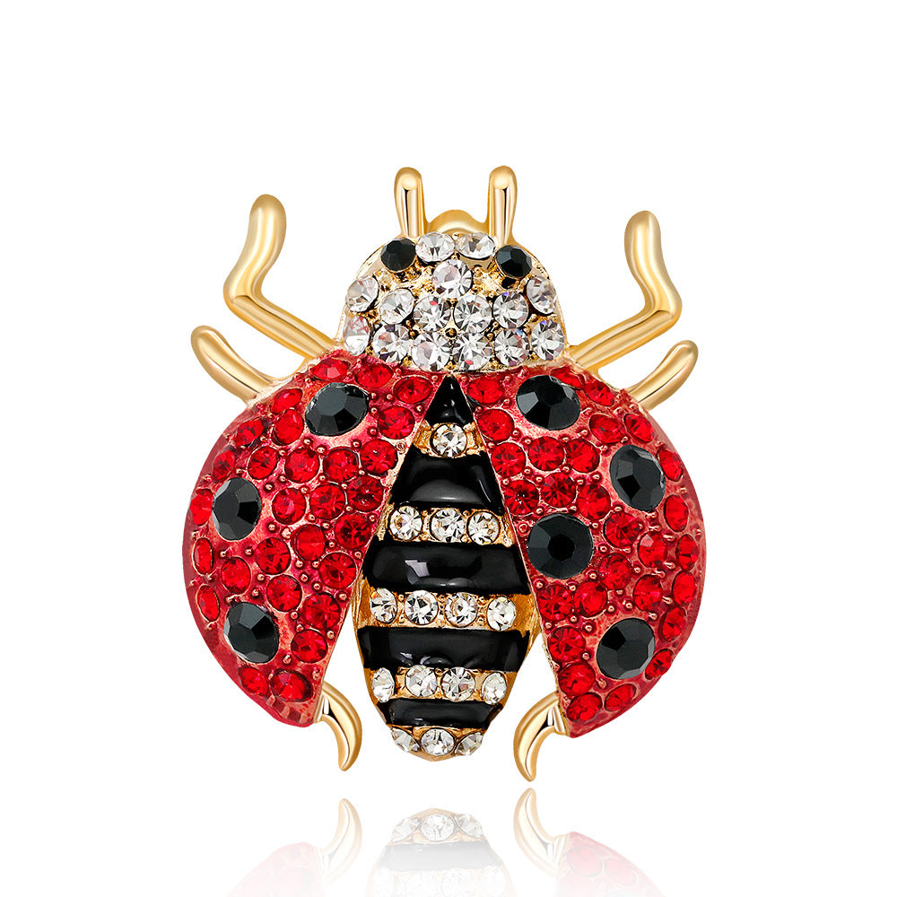 Ladybug Brooch with Zircons