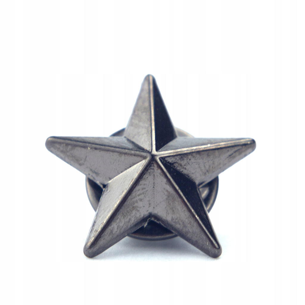 Dark silver star enamel pin