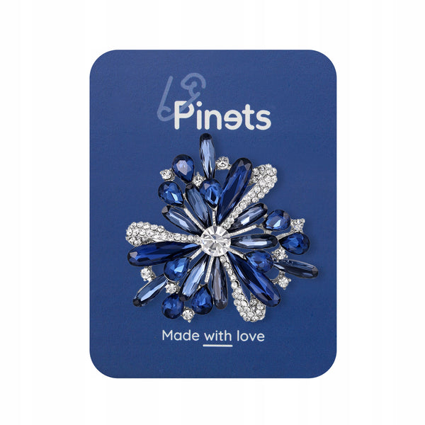 Blue flower - brooch with cubic zirconia