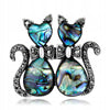 Nacre Cats Brooch