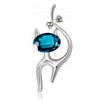 Silver kitten brooch with zircons