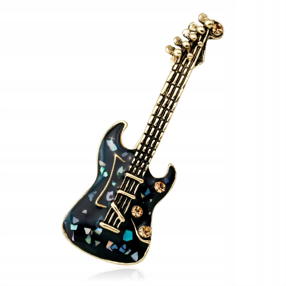 Electric Guitar Black Enamel Pin