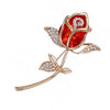 Red Rose Brooch with Zircons