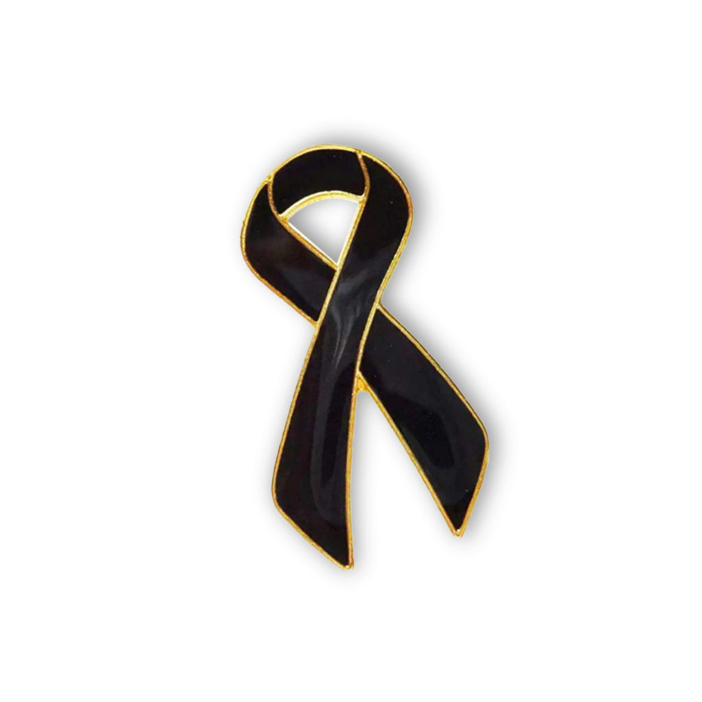 Mourning Black-Golden Ribbon Enamel Pin