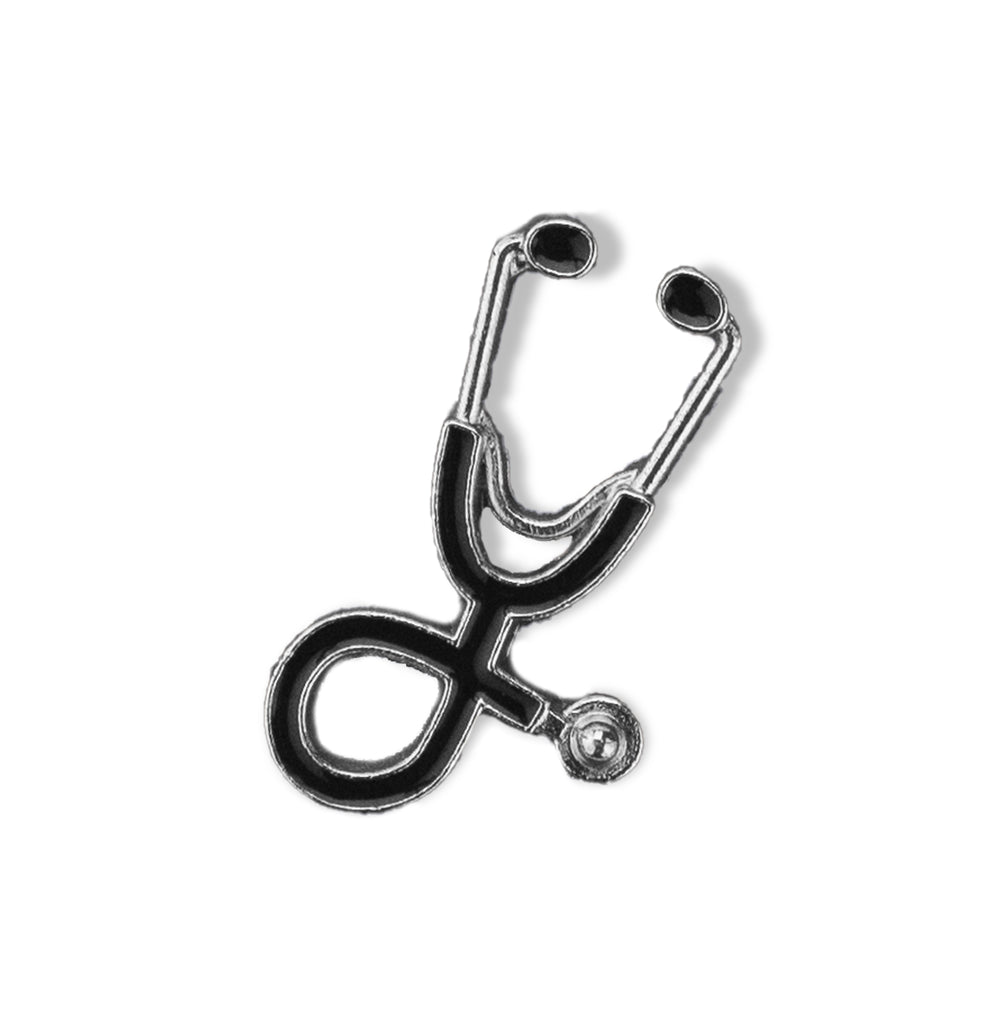 Stethoscope Black-Silver Enamel Pin