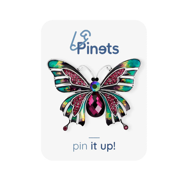 Butterfly Brooch with Pink Zircons