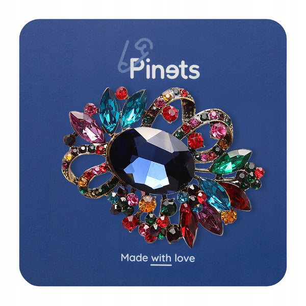 Colorful brooch with zircons