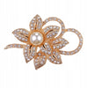Golden Flower Brooch with a Pearl and Zircons