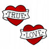 Hearts - two enamel pins for lovers with the inscription True Love