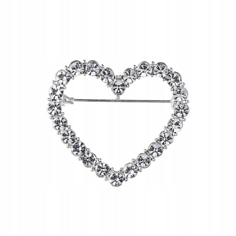 Silver heart with cubic zirconia - brooch for Valentine's Day
