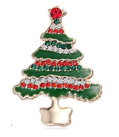Christmas Tree Brooch with Zircons