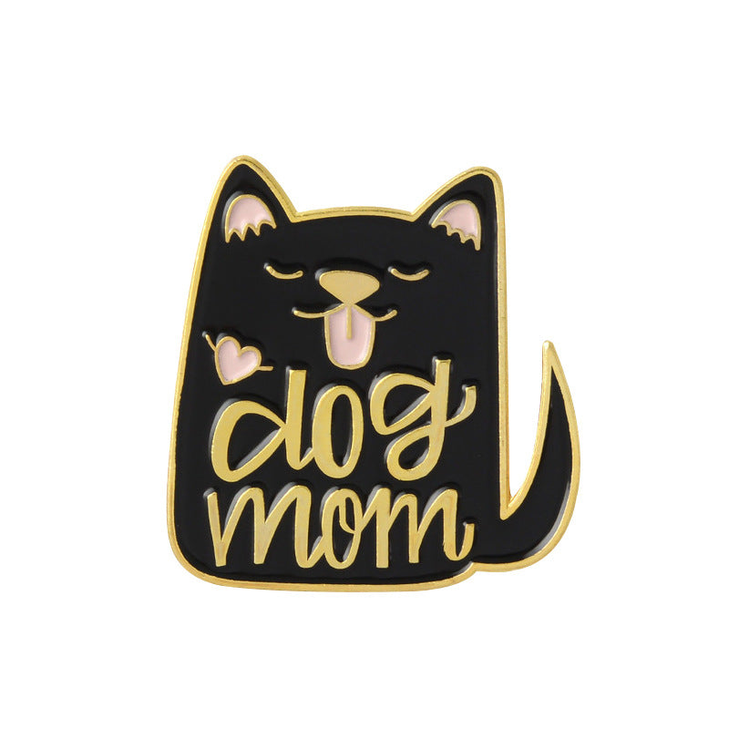 Dog Mom black doggy enamel pin