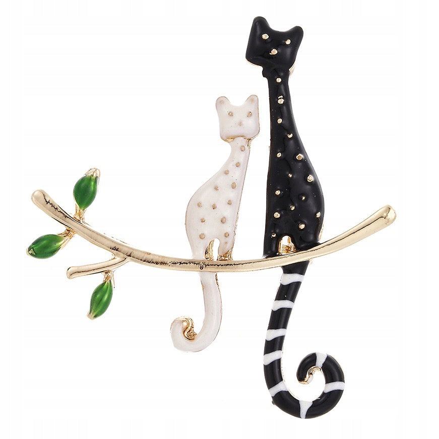 Black and White Cat Brooch