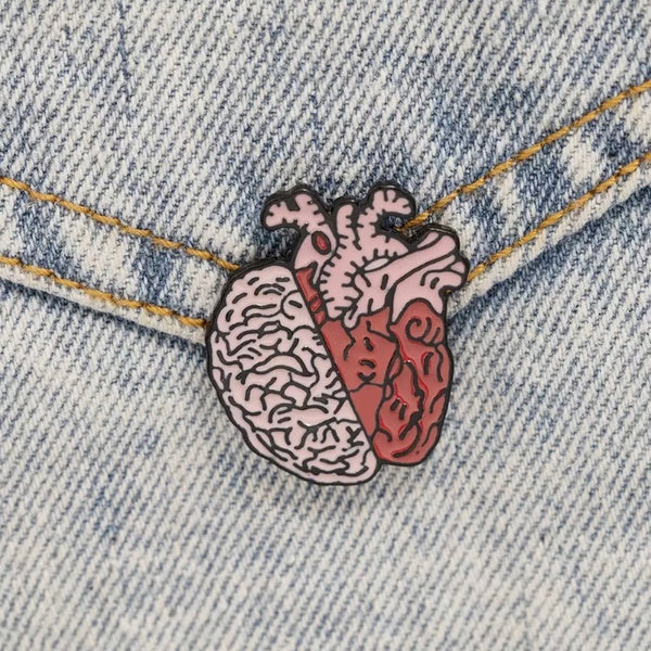 Heart and Mind enamel pin