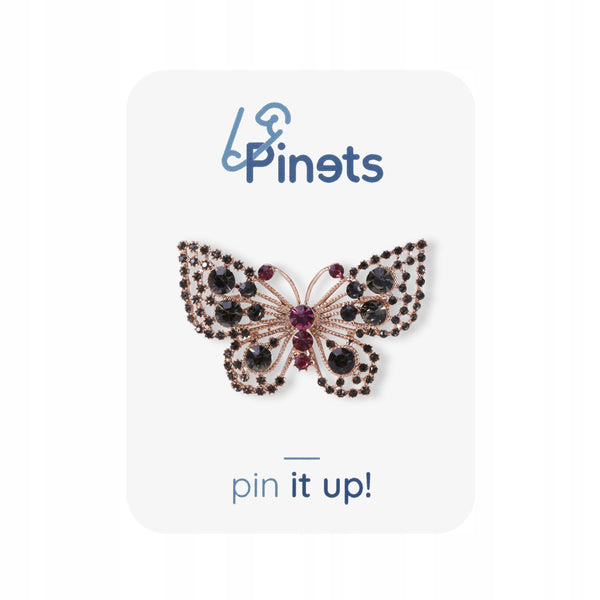 Butterfly brooch with zircons