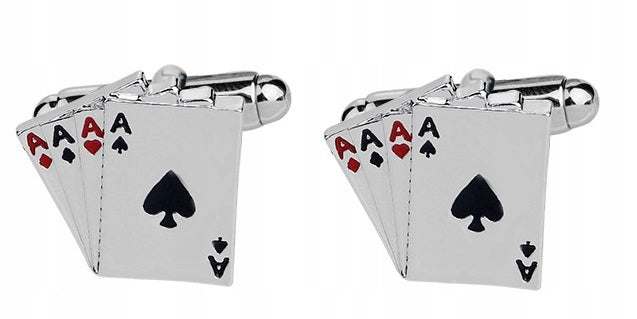 CUFFLINKS ACES Playing Cards Silver