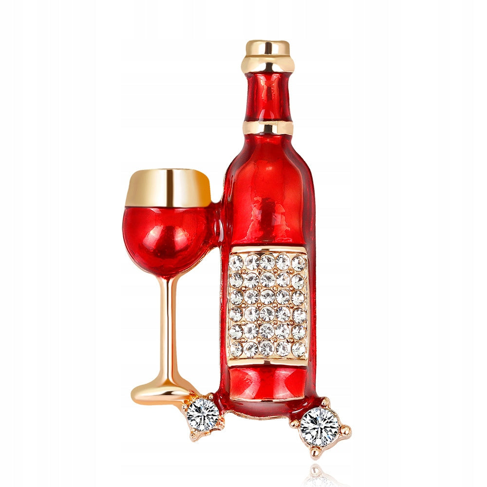A glass of red wine Brooch