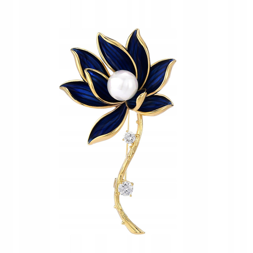 Lotus flower - 14k gold plated brooch