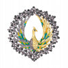 Peacock with open wings - a large brooch with cubic zirconia