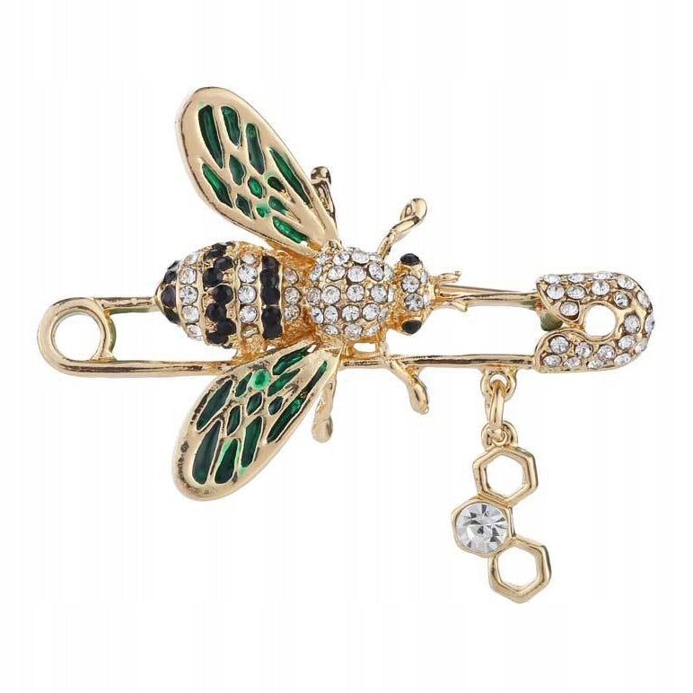 Safety Pin Brooch with an Insect