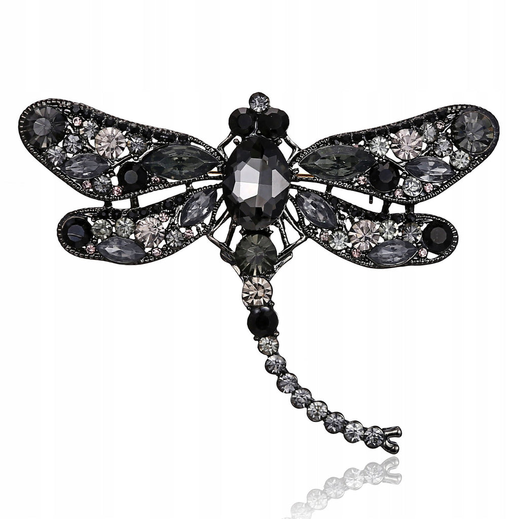 Black dragonfly with zircons brooch