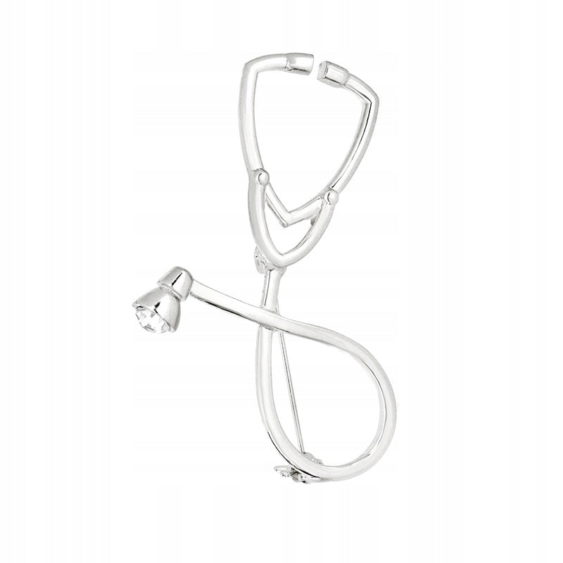 Silver Stethoscope Brooch