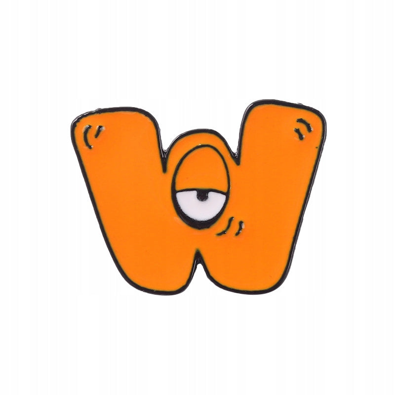 Letter W with an eye - orange enamel pin